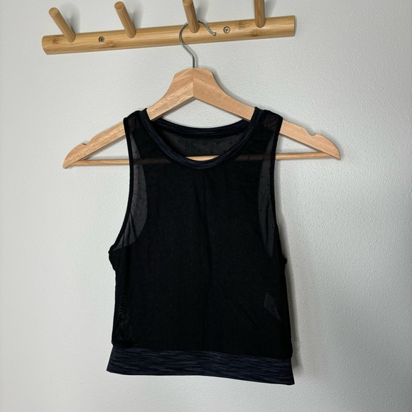 ZYIA Active Women's Calm Luxe High Neck Mesh Tank Top Polka Dot Black XS - Picture 2 of 7